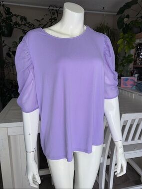 Suzy Shier Women's Lavender Puff Sleeve Top NWOT XXL